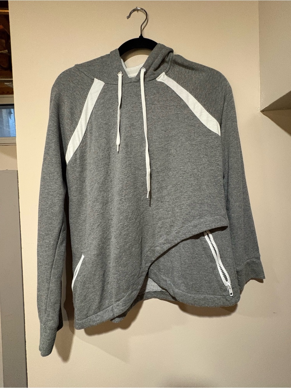 Guess Gray Hooded Pullover Sweatshirt with White Accents